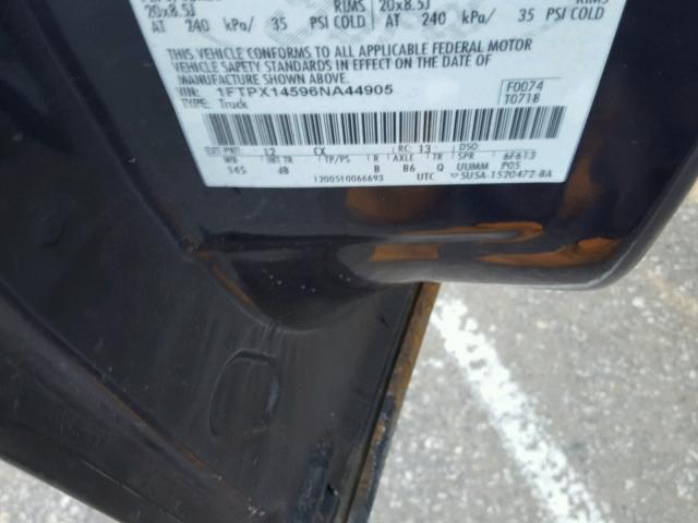 1FTPX14596NA44905 - 2006 FORD F150 BLUE photo 10