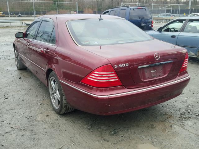 WDBNG70J8YA110589 - 2000 MERCEDES-BENZ S 430 BURGUNDY photo 3