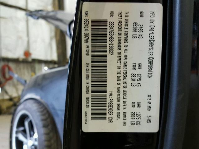 2B3KA53H66H136627 - 2006 DODGE CHARGER R/ BLACK photo 10