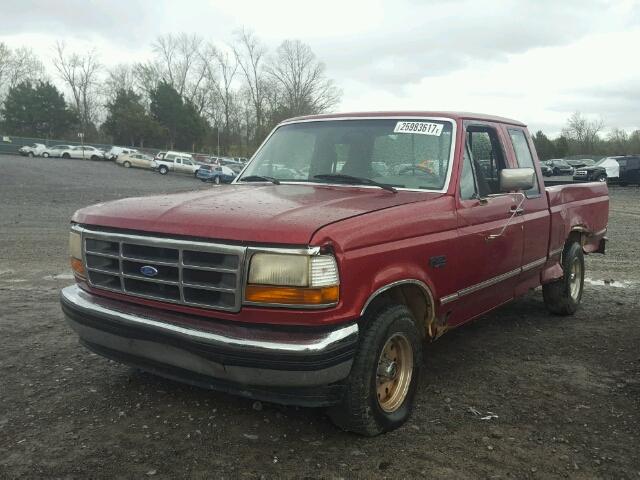 1FTEX15H7SKA69023 - 1995 FORD F150 RED photo 2