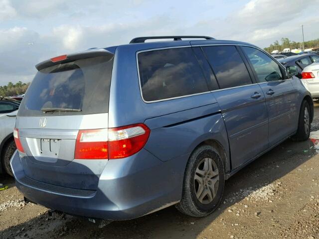 5FNRL38766B089309 - 2006 HONDA ODYSSEY EX BLUE photo 4