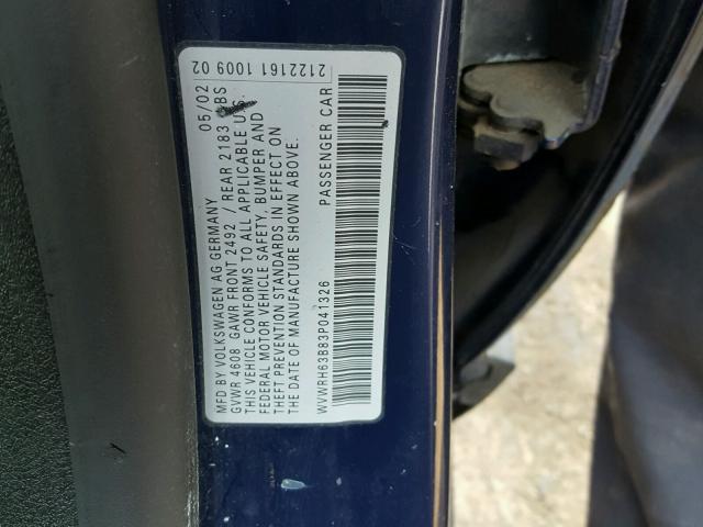 WVWRH63B83P041326 - 2003 VOLKSWAGEN PASSAT GLX 银色 照片 10