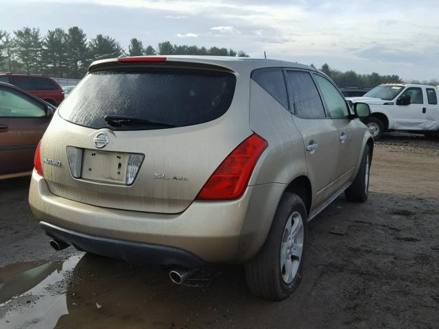 JN8AZ08W05W407232 - 2005 NISSAN MURANO SL GOLD photo 4