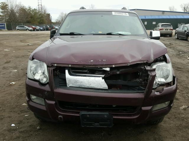 1FMEU75E07UB00587 - 2007 FORD EXPLORER L MAROON photo 9