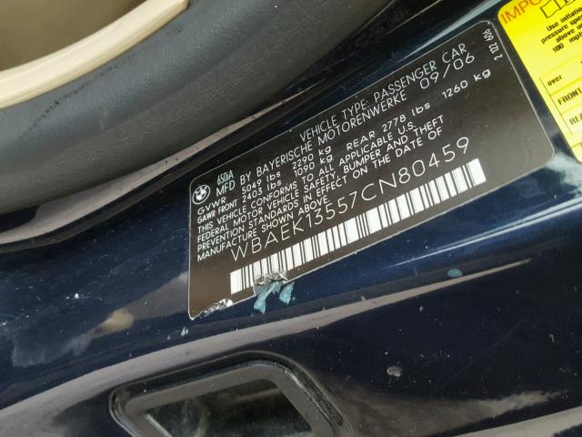 WBAEK13557CN80459 - 2007 BMW 650 I BLUE photo 10