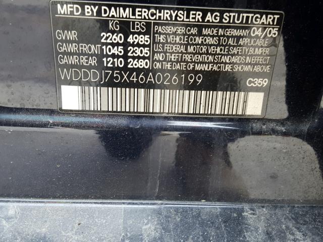 WDDDJ75X46A026199 - 2006 MERCEDES-BENZ CLS 500C BLUE photo 10