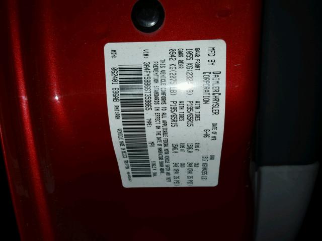 3A4FY58B66T359865 - 2006 CHRYSLER PT CRUISER RED photo 10