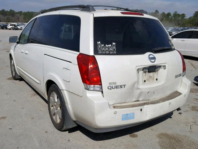 5N1BV28U64N342571 - 2004 NISSAN QUEST S WHITE photo 3