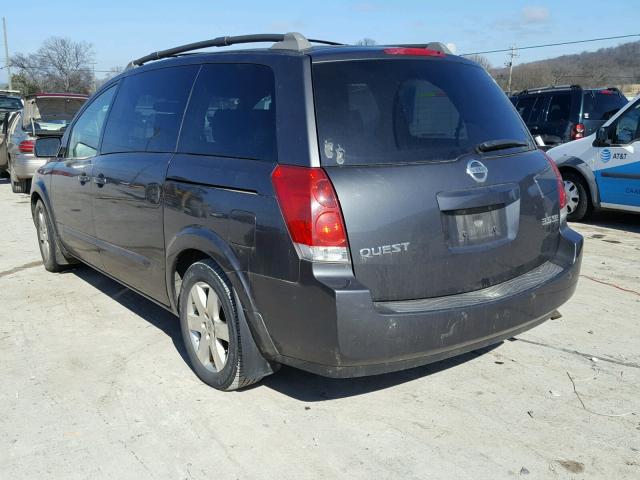 5N1BV28U64N368216 - 2004 NISSAN QUEST S GRAY photo 3