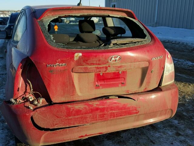 KMHCN3BC5BU207594 - 2011 HYUNDAI ACCENT SE RED photo 9