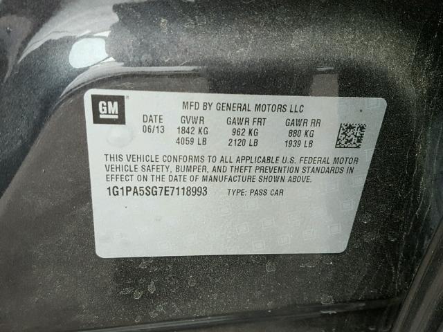 1G1PA5SG7E7118993 - 2014 CHEVROLET CRUZE LS CHARCOAL photo 10