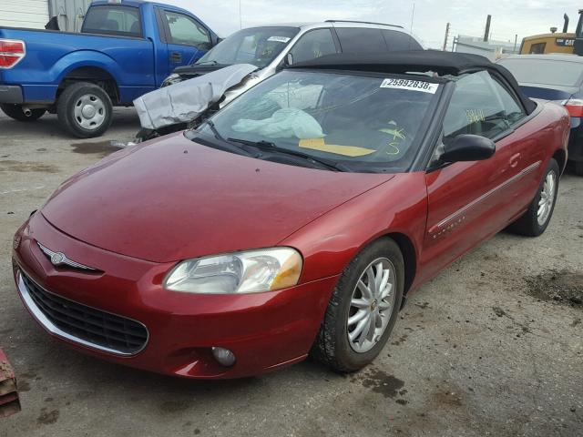 1C3EL55UX1N598810 - 2001 CHRYSLER SEBRING LX RED photo 2