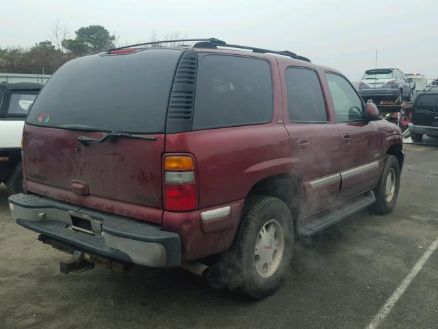 1GKEK13T41R197459 - 2001 GMC YUKON BURGUNDY photo 4