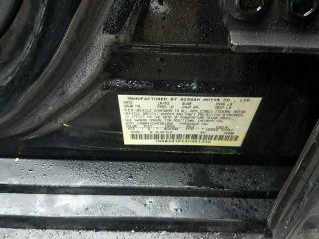 1N4BA41EX4C861056 - 2004 NISSAN MAXIMA SE BLACK photo 10