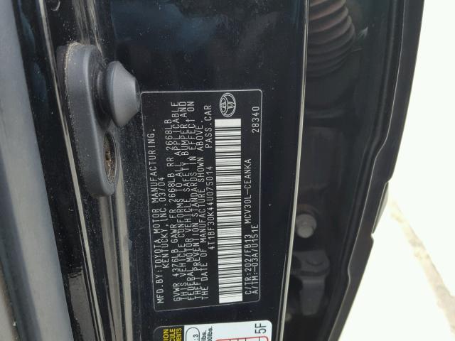 4T1BF30K44U075014 - 2004 TOYOTA CAMRY LE BLACK photo 10