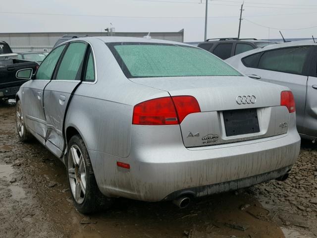 WAUDF78E67A090555 - 2007 AUDI A4 2.0T QU SILVER photo 3