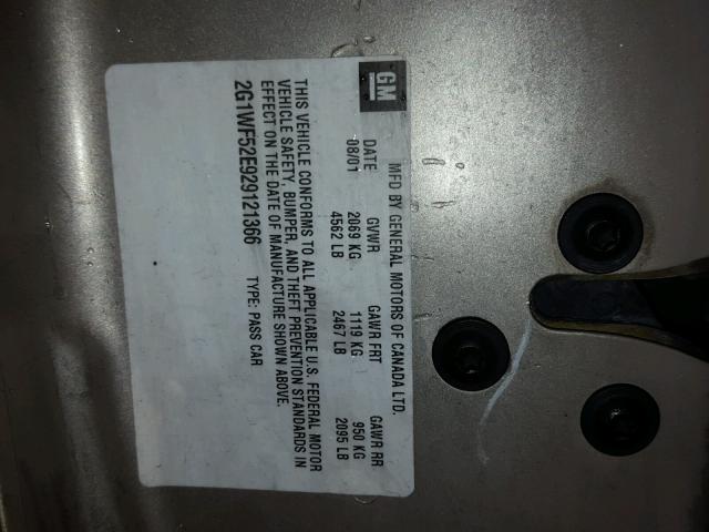 2G1WF52E929121366 - 2002 CHEVROLET IMPALA 金色 照片 10