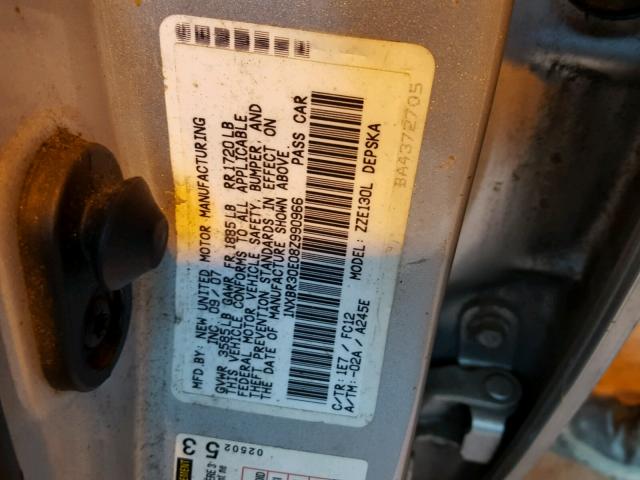 1NXBR30E08Z990966 - 2008 TOYOTA COROLLA CE SILVER photo 10