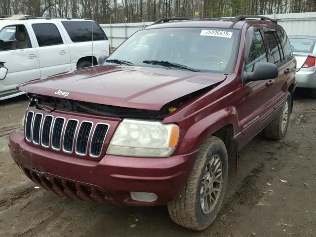 1J4GW58N52C281556 - 2002 JEEP GRAND CHER BURGUNDY photo 2