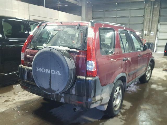 JHLRD78535C056544 - 2005 HONDA CR-V LX RED photo 4