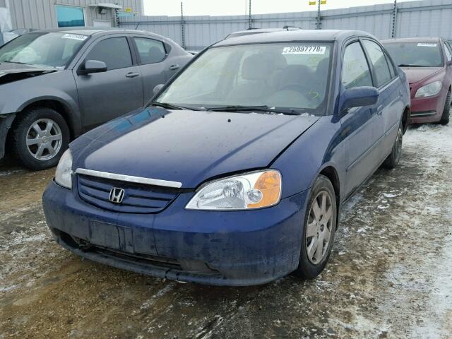 2HGES16882H901071 - 2002 HONDA CIVIC LX BLUE photo 2