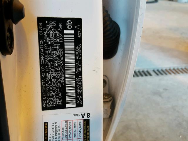 JTNBB46K593049009 - 2009 TOYOTA CAMRY HYBR WHITE photo 10