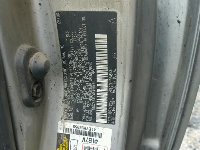 5TDZA23C06S498454 - 2006 TOYOTA SIENNA CE SILVER photo 10