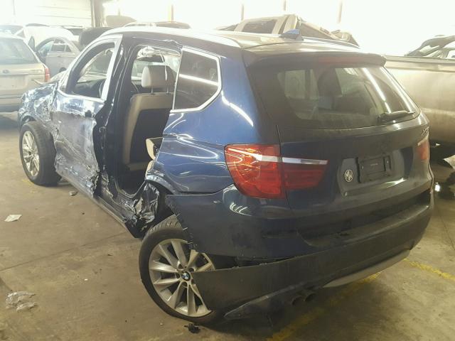 5UXWX5C50CL721334 - 2012 BMW X3 XDRIVE2 BLUE photo 3