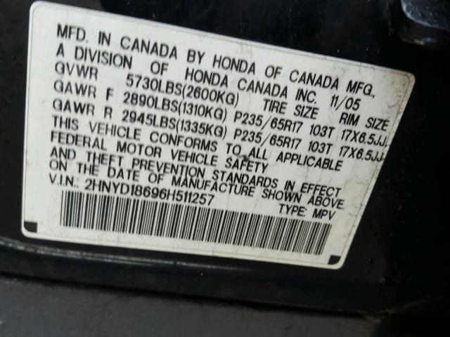 2HNYD18696H511257 - 2006 ACURA MDX TOURIN BLACK photo 10