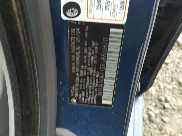 WBANA73555B813670 - 2005 BMW 530 I BLUE photo 10