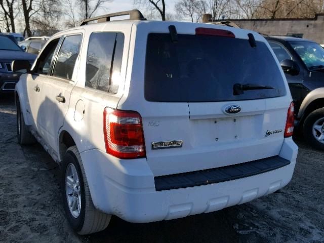 1FMCU59369KC41411 - 2009 FORD ESCAPE HYB WHITE photo 3