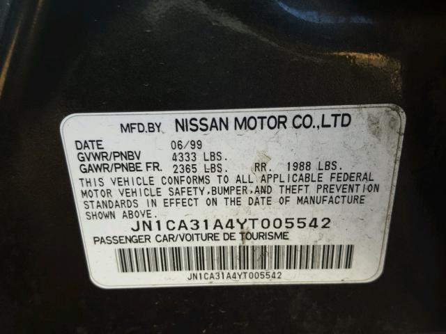 JN1CA31A4YT005542 - 2000 NISSAN MAXIMA GLE GRAY photo 10