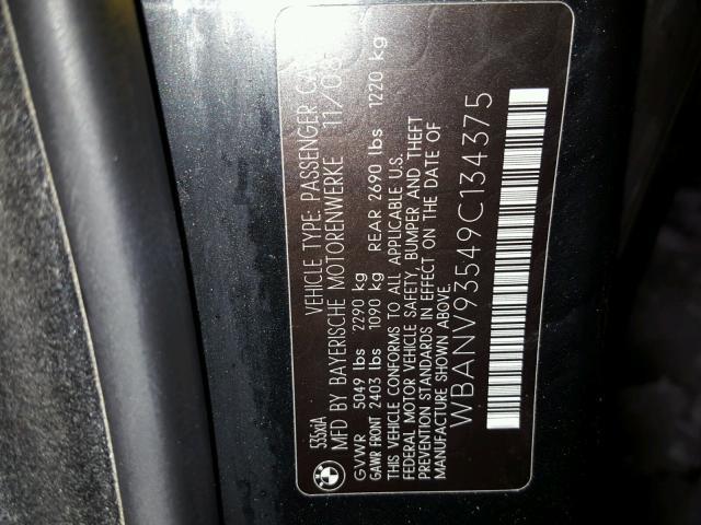 WBANV93549C134375 - 2009 BMW 535 XI BLACK photo 10