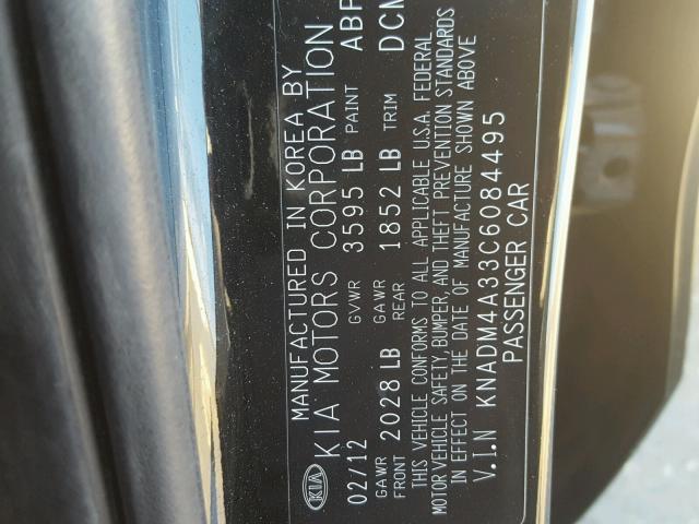 KNADM4A33C6084495 - 2012 KIA RIO LX Սև լուսանկար 10