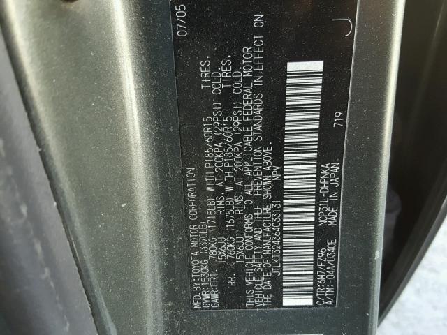 JTLKT324364033131 - 2006 TOYOTA SCION XB GREEN photo 10