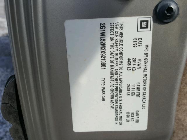 2G1WL52M2X9210901 - 1999 CHEVROLET LUMINA BAS ბეჟი ფოტო 10