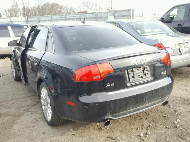 WAUDF78E38A164726 - 2008 AUDI A4 2.0T QU BLACK photo 3