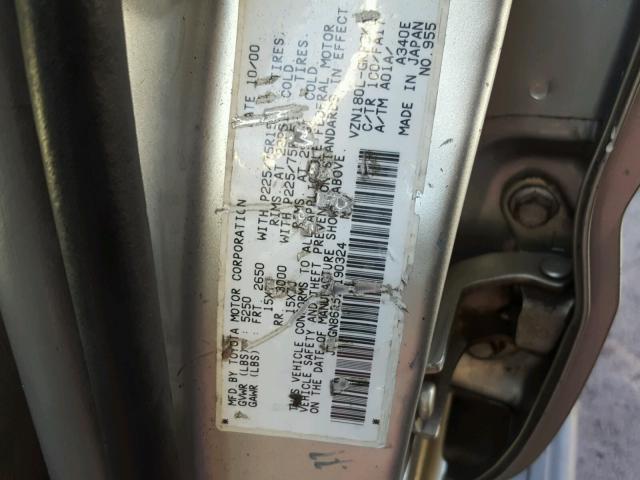 JT3GN86R510190324 - 2001 TOYOTA 4RUNNER SR SILVER photo 10