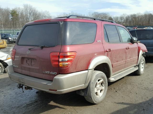 5TDBT44A52S137011 - 2002 TOYOTA SEQUOIA SR RED photo 4