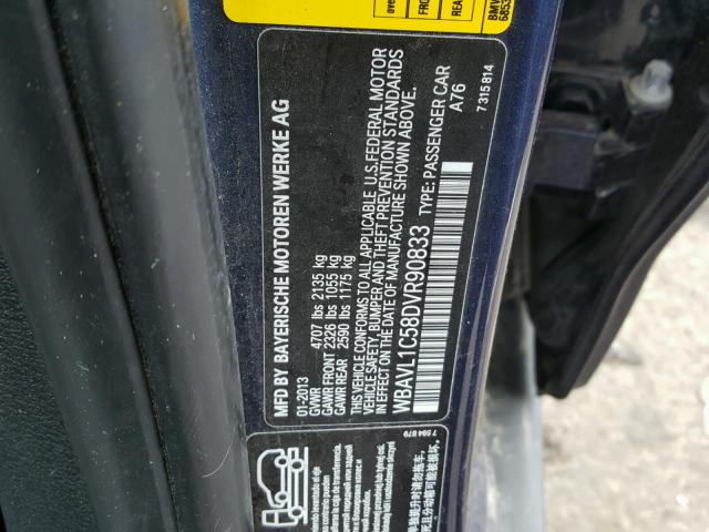 WBAVL1C58DVR90833 - 2013 BMW X1 XDRIVE2 Көк фото 10