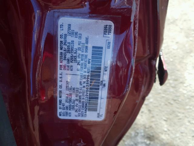 4N2DN1110VD835996 - 1997 NISSAN QUEST XE RED photo 10