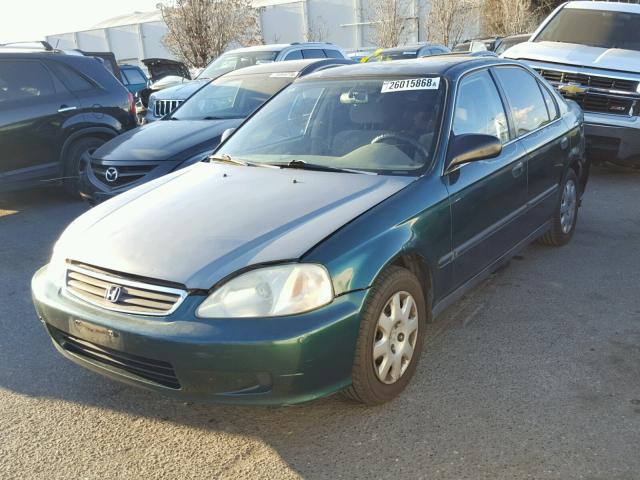 2HGEJ6677XH556713 - 1999 HONDA CIVIC LX GREEN photo 2