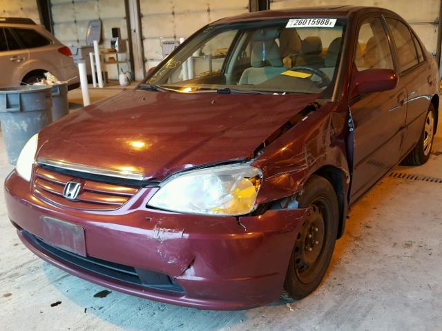 2HGES25853H537880 - 2003 HONDA CIVIC EX BURGUNDY photo 2