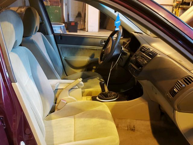 2HGES25853H537880 - 2003 HONDA CIVIC EX ბურგუნდია ფოტო 5
