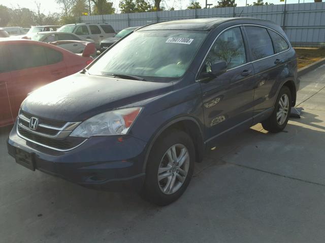 5J6RE4H75AL059606 - 2010 HONDA CR-V EXL BLUE photo 2