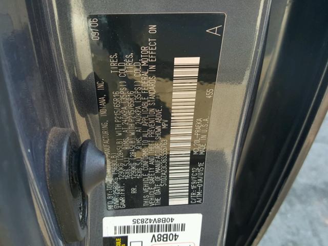 5TDZA23C36S555763 - 2006 TOYOTA SIENNA CE GRAY photo 10