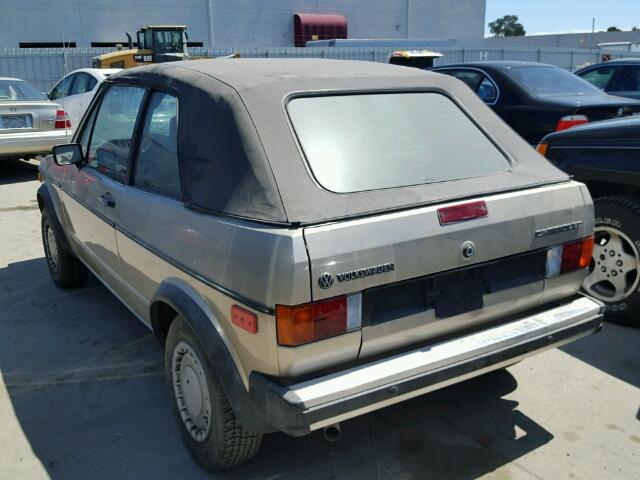 WVWCA0158HK004897 - 1987 VOLKSWAGEN CABRIOLET BROWN photo 3