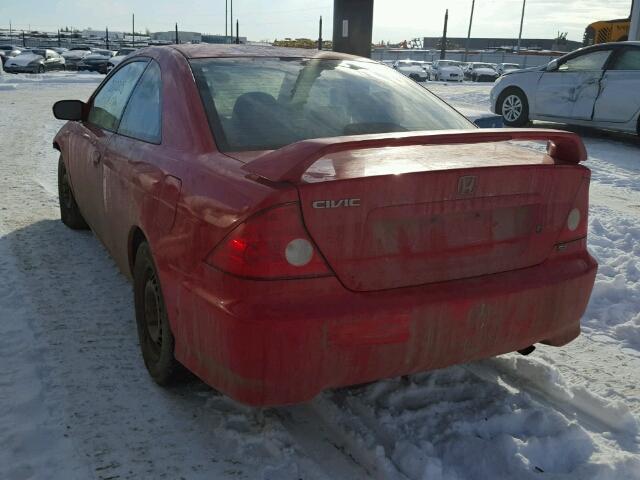 1HGEM22904L800627 - 2004 HONDA CIVIC EX RED photo 3