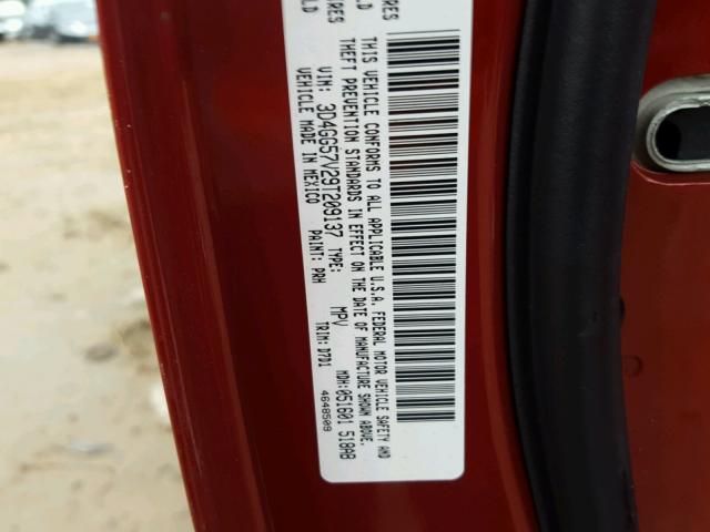 3D4GG57V29T209137 - 2009 DODGE JOURNEY SX RED photo 10