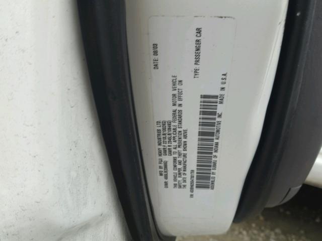 4S3BH625547301759 - 2004 SUBARU LEGACY L S WHITE photo 10